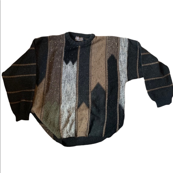 90s Vintage COOGI-STYLE Sweater Vertical Knit Design Made in Italy Sz XL Unisex - Picture 2 of 5
